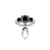 4.87 Cts Black & White Diamond Ring in 18K White Gold