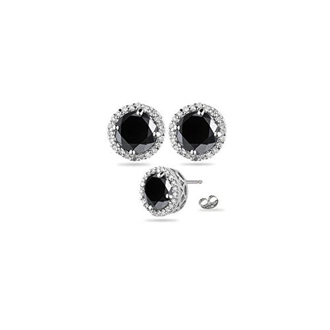 1.44-1.70 Cts Black & White Diamond Stud Earrings in Platinum