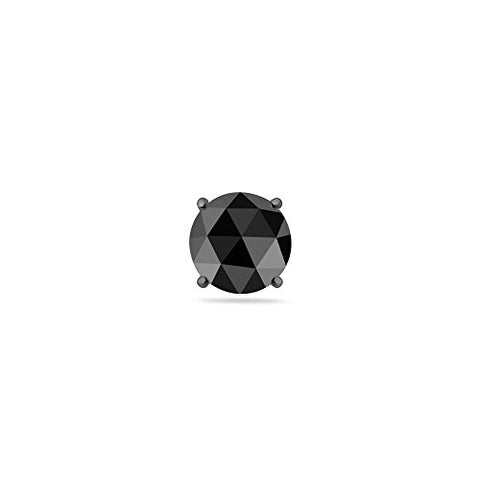 2.00 Cts of 7.05-8.80 mm AAA Round Rose Cut Black Diamond Mens Stud Earring in 14K Blackened White Gold {DIAMOND APPRAISAL INCLUDED}