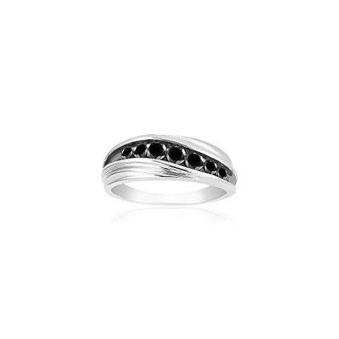 1.00 Ct Black Diamond Ring in Sterling Silver