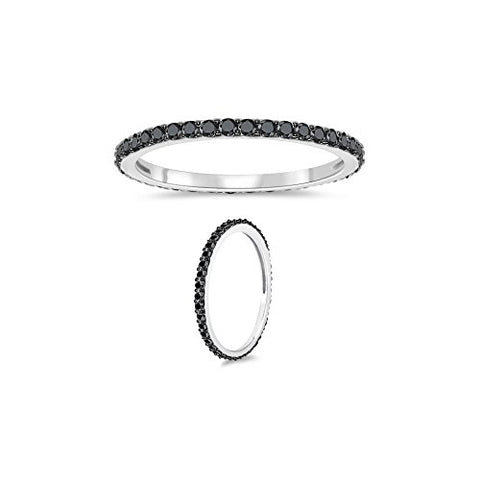 1/4 (0.21-0.27) Cts Black Diamond Eternity Ring in 10K White Gold & Black Rhodium