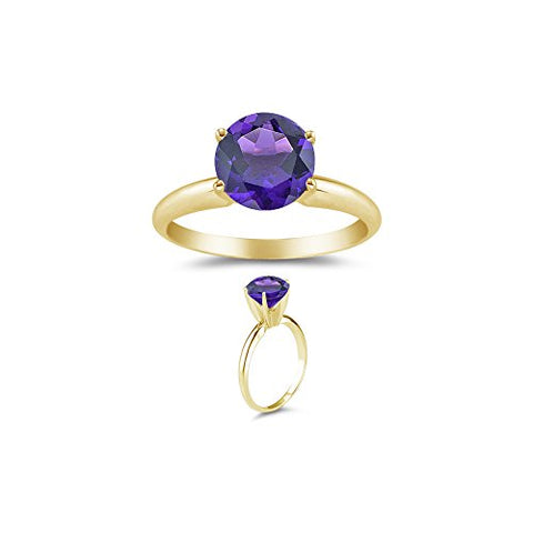 0.40 Cts of 5 mm AAA Round Amethyst Solitaire Ring in 14K Yellow Gold