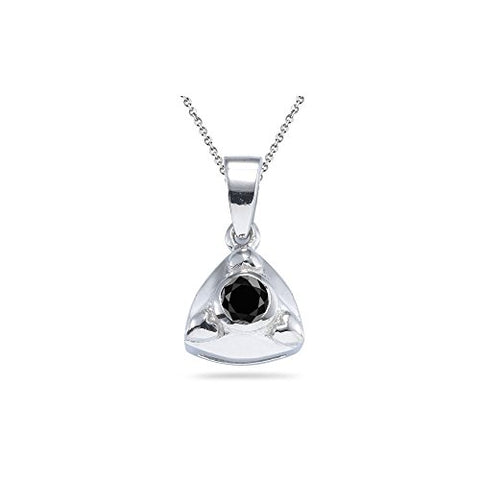 0.30 Cts AA Black Diamond Pendant in Sterling Silver