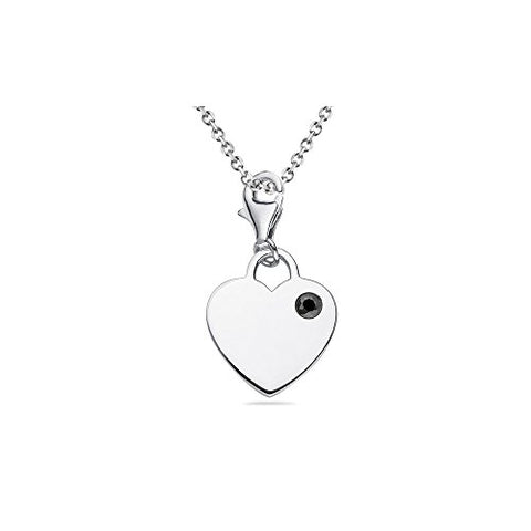 0.60 Cts Black Diamond Solitaire Multi-Purpose Heart Charm Pendant in Silver