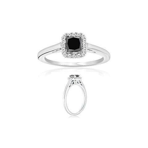 1/2 (0.46-0.55) Cts Black & White Diamond Ring in Silver