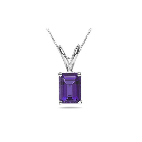 5.10 Cts of 14x10 mm AAA Emerald Amethyst Solitaire Pendant in Platinum