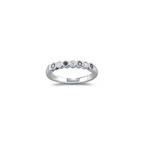 0.28 Cts Black & White Diamond Wedding Ring in 18K White Gold