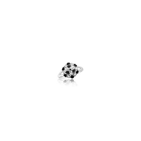 0.02 Cts Black Diamond Ring in Silver with Black Rhodium