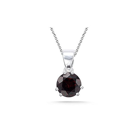 2.60 Cts of 8 mm AA Round Garnet Solitaire Pendant in Silver