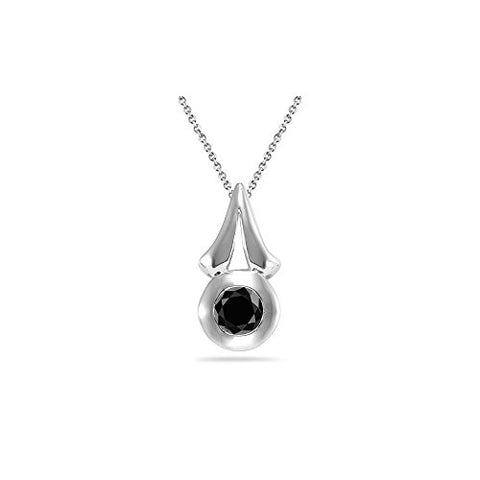0.65 Cts AA Black Diamond Pendant in Silver