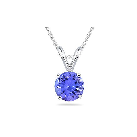 1/2 (0.46-0.55) Cts of 5 mm AA Round Tanzanite Solitaire Pendant in 18K White Gold
