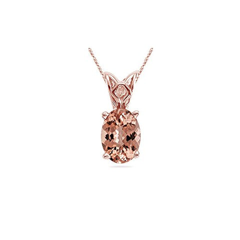 2.00 Cts of 10x8 mm AAA Oval Morganite Solitaire Scroll Pendant in 14K Pink Gold