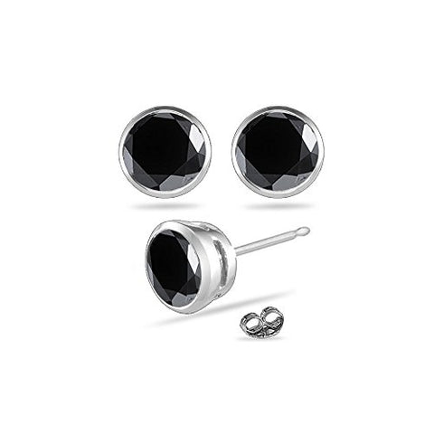 3/4 (0.71-0.80) Cts of 4 mm AAA Round Black Diamond Stud Earrings in 18K White Gold