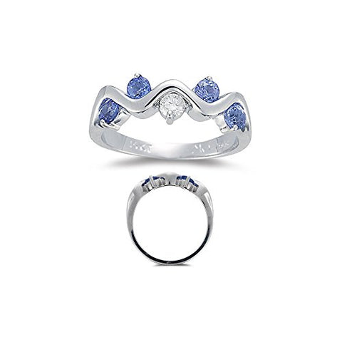 Tanzanite Ring - 1/10 (0.09-0.12) Ct Diamond & AA Tanzanite Ring in 14K Gold