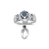 3.20-3.27 Cts Black & White Diamond Ring in 18K White Gold