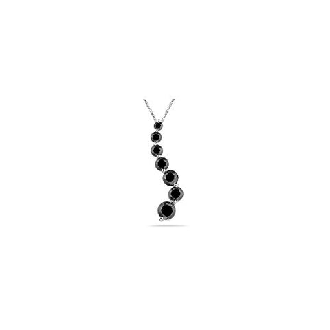 2.97 Cts Black Diamond Journey Pendant in 14K White Gold
