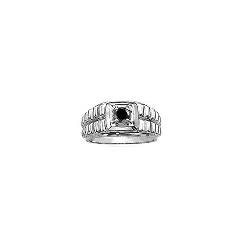 0.65 Cts Black Diamond Mens Ring in Silver-10.0