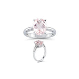 2.00-2.50 Ct 10x8 mm AAA Oval Morganite Solitaire Scroll Ring-14K White Gold