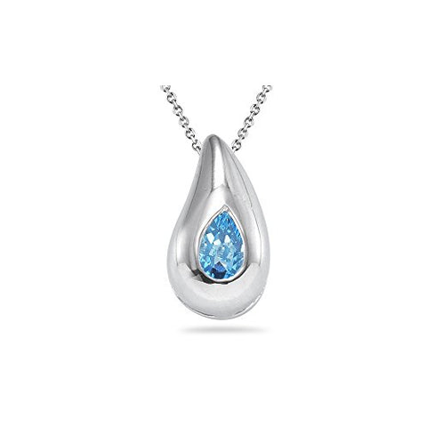 0.50 Cts of 6x4 mm AA Pear Swiss Blue Topaz Drop Pendant in Silver