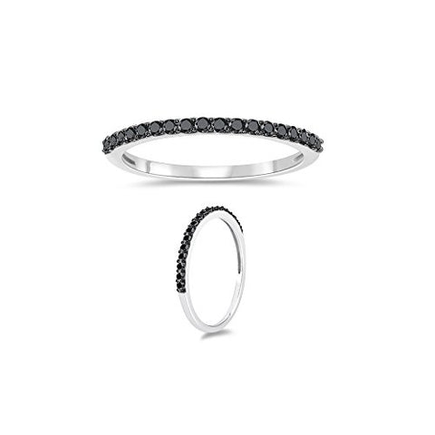 1/5 (0.18-0.25) Cts Black Diamond Ring in 10K White Gold & Black Rhodium
