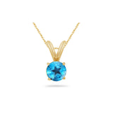 4.70-5.40 Ct 10 mm AAA Round Texas Star Swiss Blue Topaz Solitaire Pendant 14KY Gold