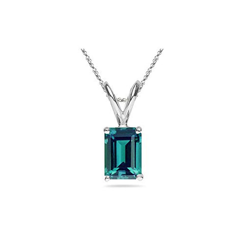 2.68-3.37 Cts of 9x7 mm AAA Emerald Lab created Russian Alexandrite Solitaire Pendant in 14K White Gold