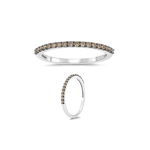 1/5 (0.18-0.25) Cts Natural Champagne Diamond Ring in 10K White Gold