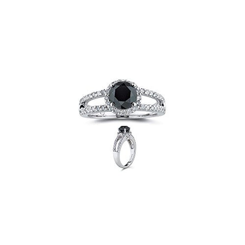 2.00 Cts Black and White Diamond Ring in 14K White Gold