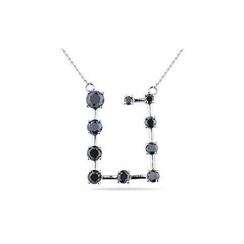 2.02 Cts Black Diamond Geo-Journey Pendant in 14K White Gold