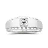 0.01 Ct Black Diamond Men's Rolex Ring in Silver