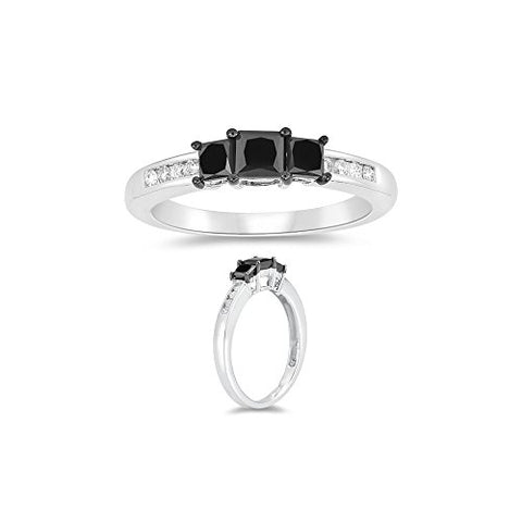 1.00 Ct Black & White Diamond Ring in 10K White Gold