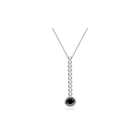 1.50 Cts Black & White Diamond Pendant in 14K White Gold