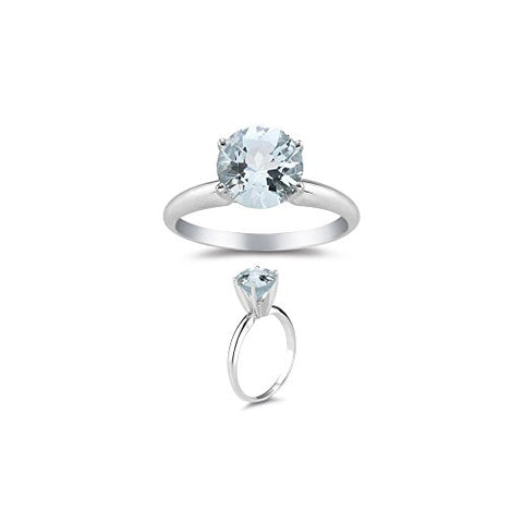 1.42 Cts of 7 mm AAA Round Sky Blue Topaz Solitaire Ring in 14K White Gold-6.5