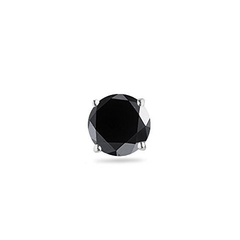2.11 Cts AAA Genuine Round Brilliant Black Diamond Men's Stud Earring in Platinum (Screwback Posts) {DIAMOND APPRAISAL INCLUDED}-Screw Backs