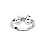 0.01 Cts SI2-I1 clarity & I-J color Diamond Solitaire Bow Ring in 10K White Gold