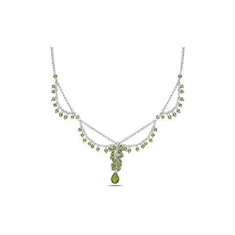 13.00 Cts Peridot Necklace in Sterling Silver