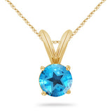 4.70-5.40 Ct 10 mm AAA Round Texas Star Swiss Blue Topaz Solitaire Pendant 14KY Gold