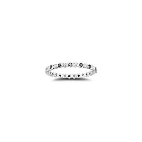 0.40 Cts Black & White Diamond Eternity Ring in 18K White Gold