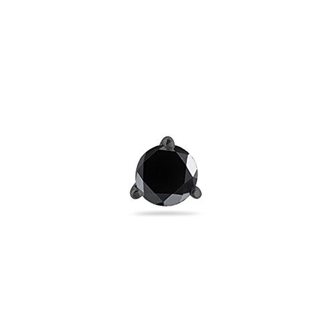 3/4 (0.71-0.80) Cts of 5.34-6.01 mm AA Round Black Diamond Men's Stud Earrings in 14K Blackened White Gold