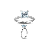 1.60 Ct 7 mm AA Princess Aquamarine Solitaire Ring in 14K White Gold