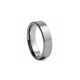 6 mm Brushed and Polished Flat Tungsten Wedding Band