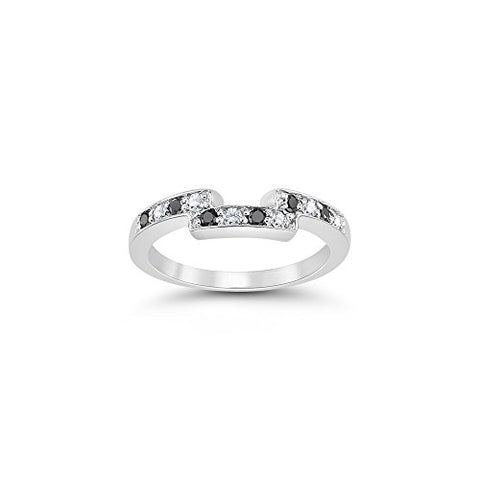 0.25 Cts Black & White Diamond Ring in 18K White Gold