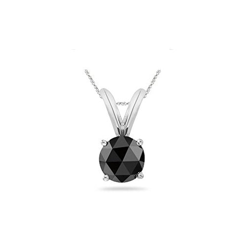 3.00 Cts 8.15-9.63 mm AAA Round Rose Cut Black Diamond Solitaire Pendant in 14K White Gold {DIAMOND APPRAISAL INCLUDED}