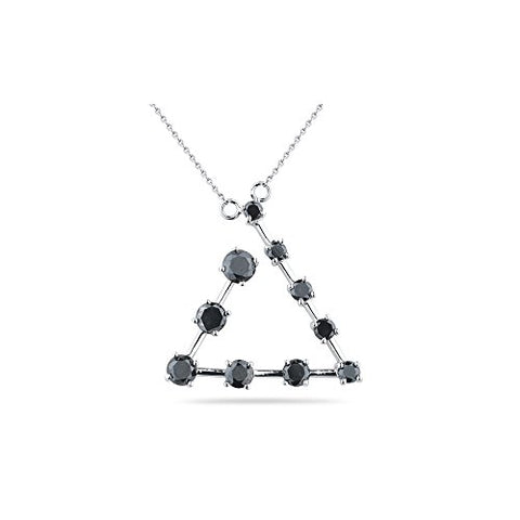 1.40 Cts Black Diamond Geo-Journey Pendant in 14K White Gold