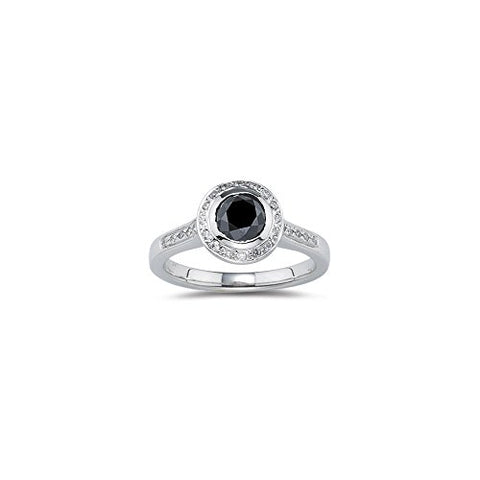 1.20 Ct Black & White Diamond Ring in 18K White Gold-6.5