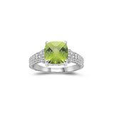 0.04 Ct Diamond & 2.04 Ct 8 mm AAA Cush-Check Peridot Ring in 14KW Gold
