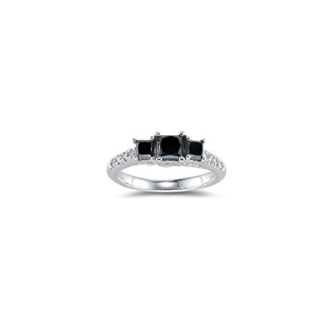 1.91 Cts Black & White Diamond Ring in 14K White Gold