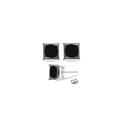 3/4 (0.71-0.80) Cts Black Diamond Stud Earrings in 14K White Gold-Screw Backs