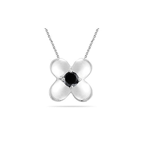 0.40 Cts Black Diamond Solitaire Pendant in Silver