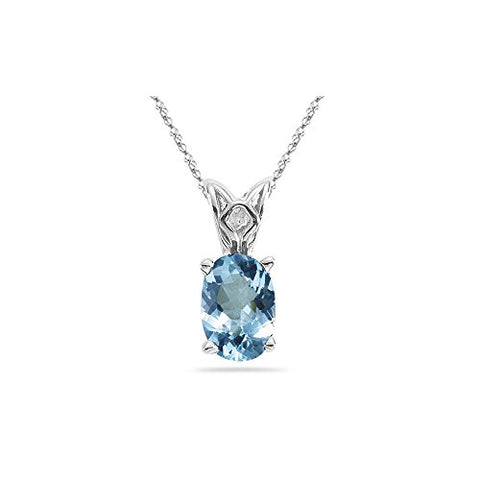 1.75 Cts of 9x7 mm AAA Oval Aquamarine Solitaire Scroll Pendant in Platinum